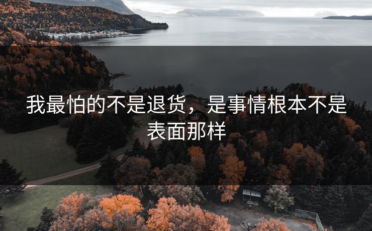 我最怕的不是退货，是事情根本不是表面那样