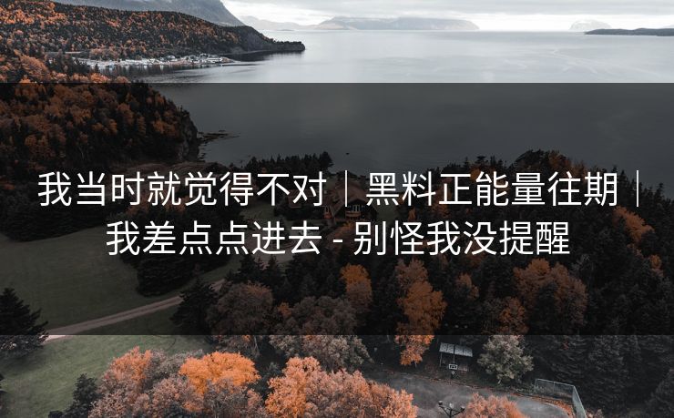 我当时就觉得不对|黑料正能量往期|我差点点进去 - 别怪我没提醒 我当时就觉得不对|黑料正能量往期|我差点点进去 - 别怪我没提醒