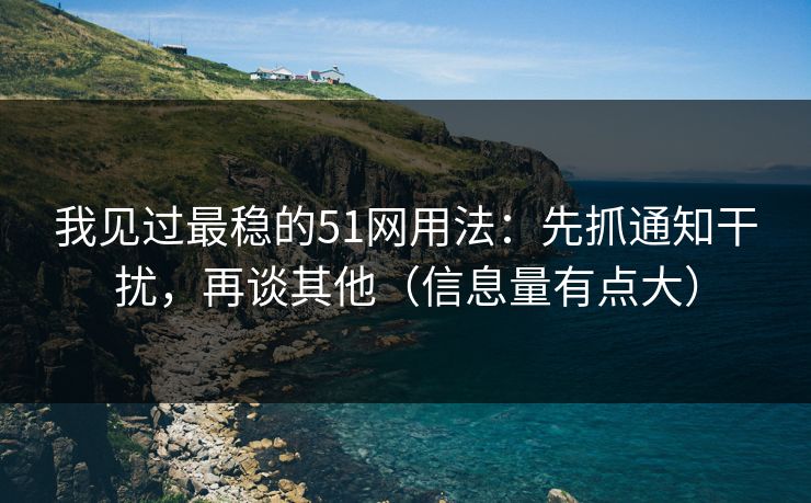 我见过最稳的51网用法：先抓通知干扰，再谈其他（信息量有点大）