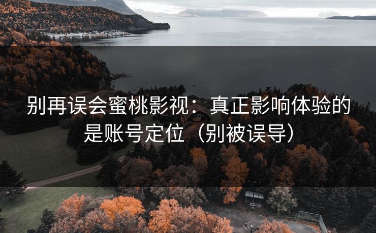 别再误会蜜桃影视：真正影响体验的是账号定位（别被误导）