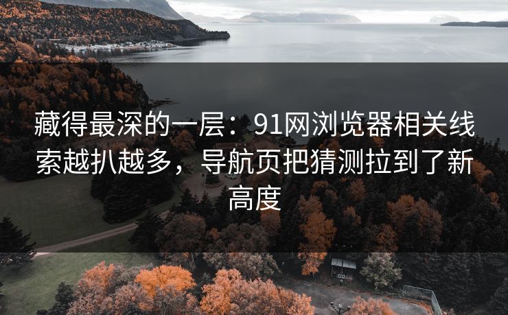 藏得最深的一层：91网浏览器相关线索越扒越多，导航页把猜测拉到了新高度