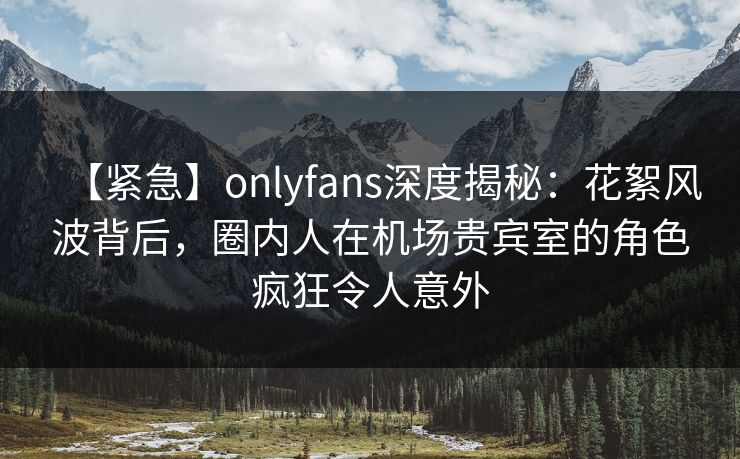 【紧急】onlyfans深度揭秘：花絮风波背后，圈内人在机场贵宾室的角色疯狂令人意外